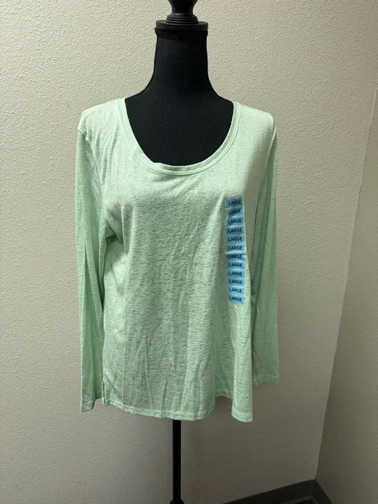 NWT GAP Mint Green Long Sleeve Tee Lightweight Soft Casual Basic Top Large - Picture 2 of 10